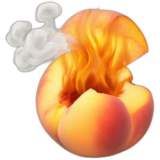 smoke erupting from a peach emoji