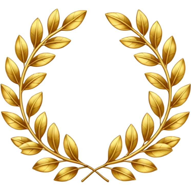 A golden laurel wreath shining with elegant metallic leaves. emoji