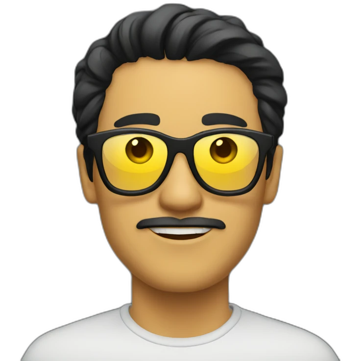 Man with yellow tinted glasses and black hair  emoji