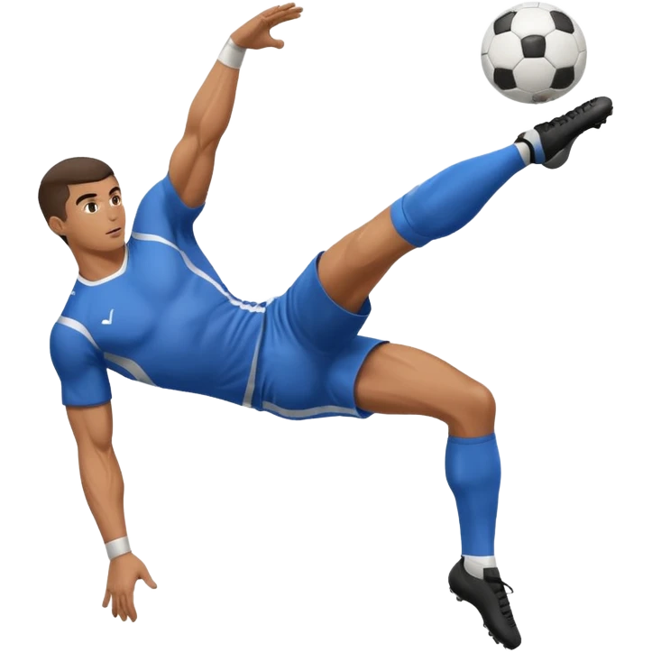 a man kicking a soccer ball, over-head scissors kick emoji
