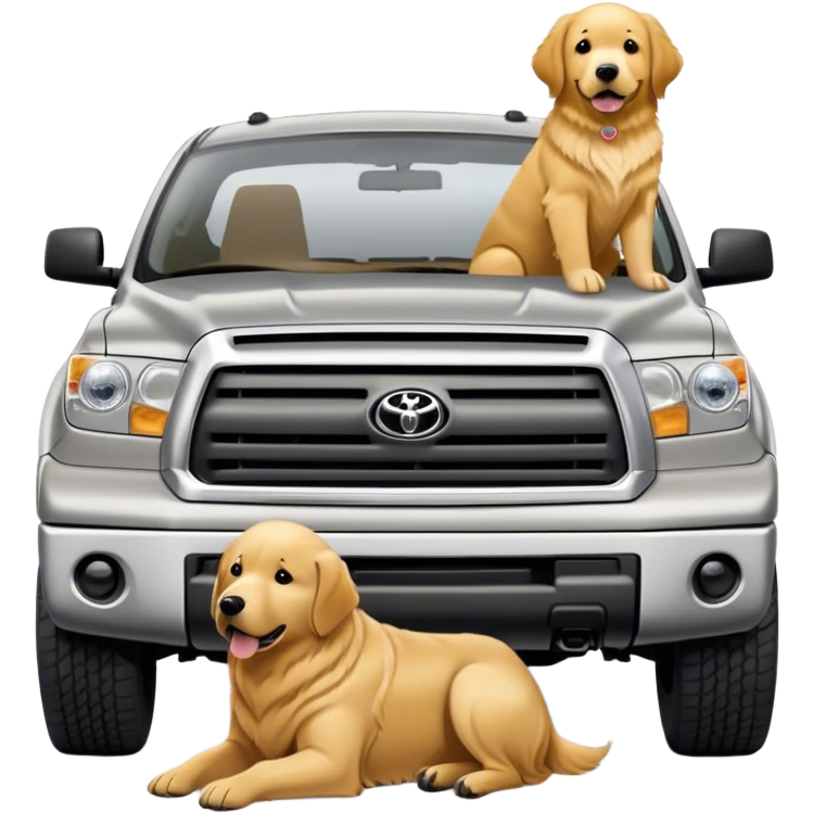 Silver 2008 Toyota tundra with golden retriever in front  emoji