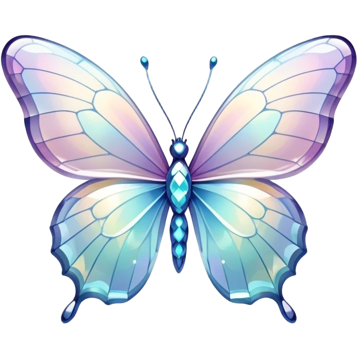 Sparkly glossy Pastel white iridescent glass crystal butterfly emoji