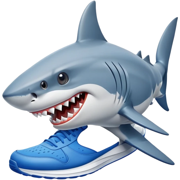 A shark with blue Nike shoes emoji