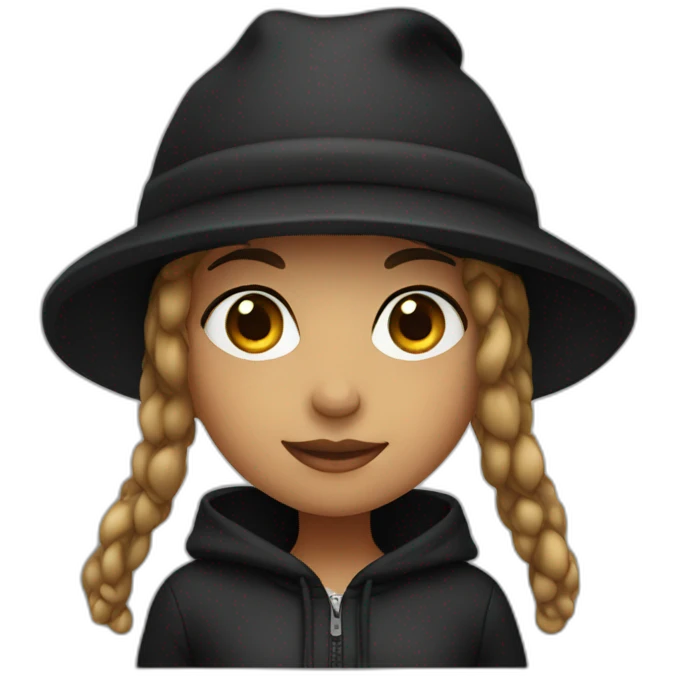 A girl with black hoodie and hat emoji