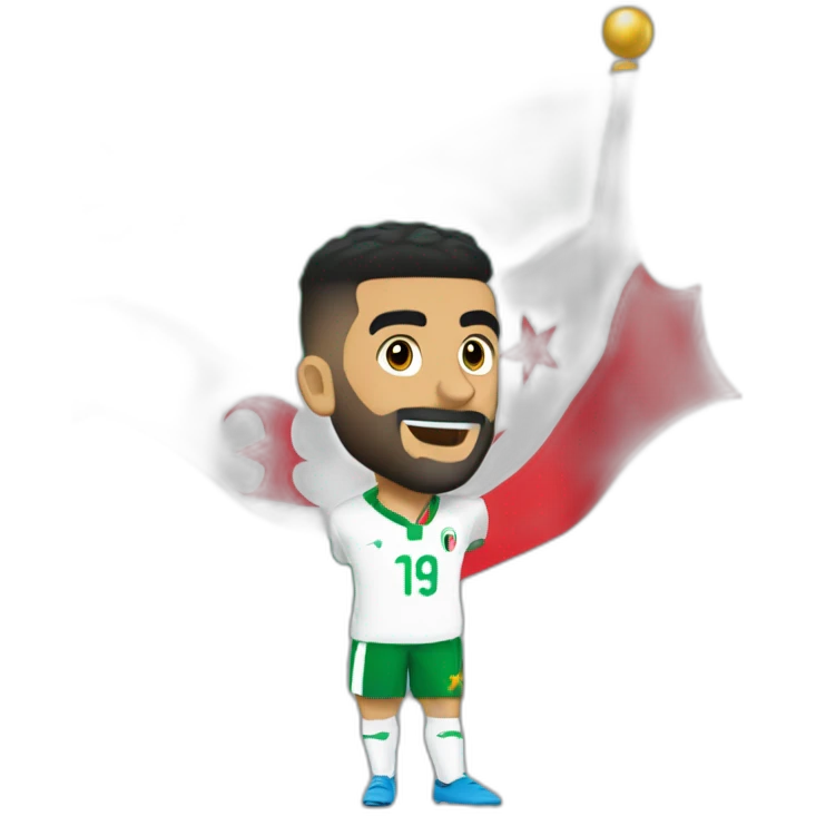 Mahrez qui porte le drapeau de l'Algérie emoji