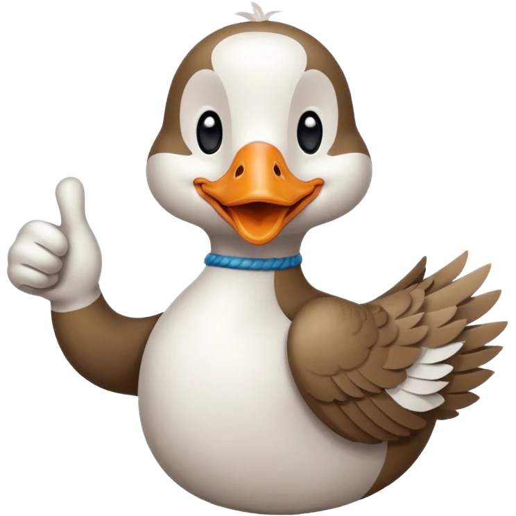 art style drawing goose character giving a thumbs up emoji