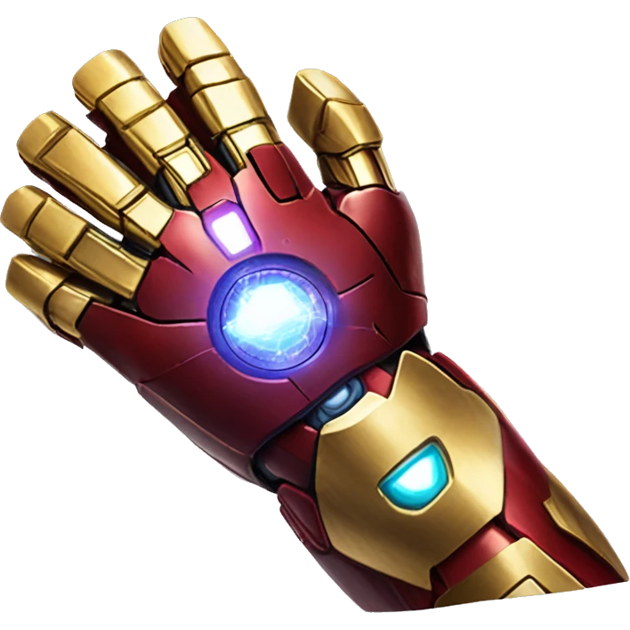 Iron man gauntlet wih infinity stone in snap pose all infinity stones on gauntlet with energy pass in gauntlet emoji