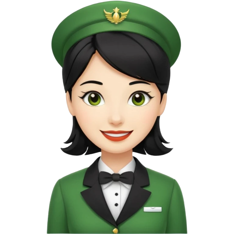 Lady hotel butler with green uniform black hair  emoji