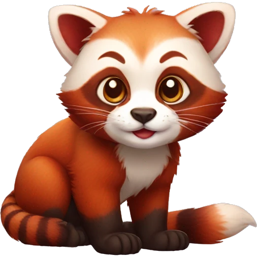 cute red-panda-cat-hybrid full body emoji