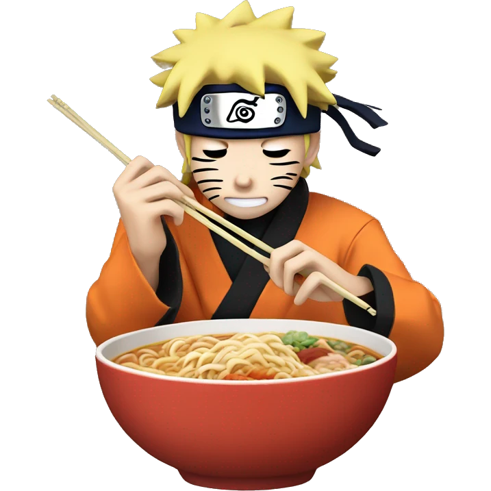 Naruto eating ramen with chopsticks emoji
