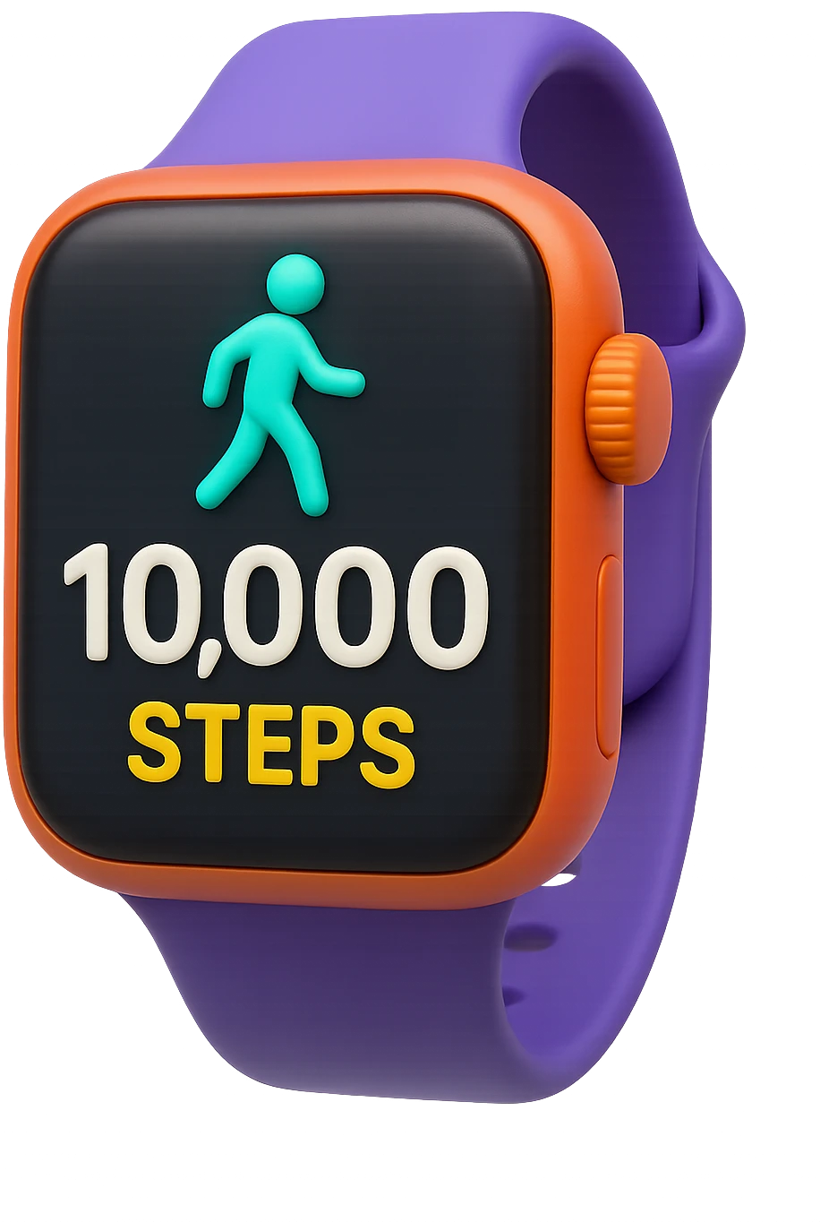 emoji 3d stile iphone che rappresenta un orologio contapassi con 10k di passi segnati 3d emoji