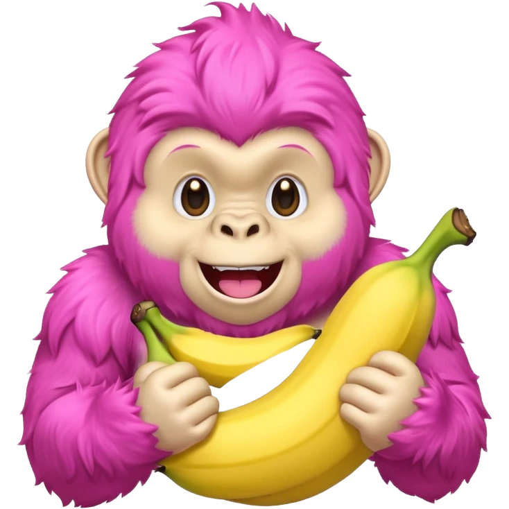 A pink emoji gorilla holding a banana emoji