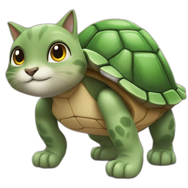 Un chat sur une tortue qui est sur un loup emoji