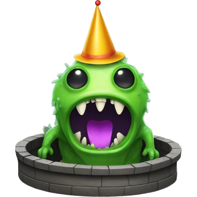 sewer monster with a party hat emoji