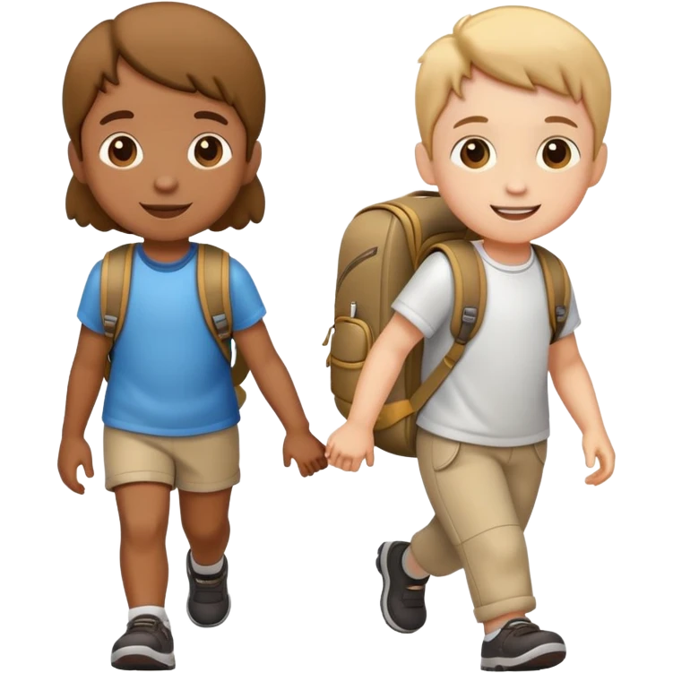 two children walking together, happy and friendly emoji