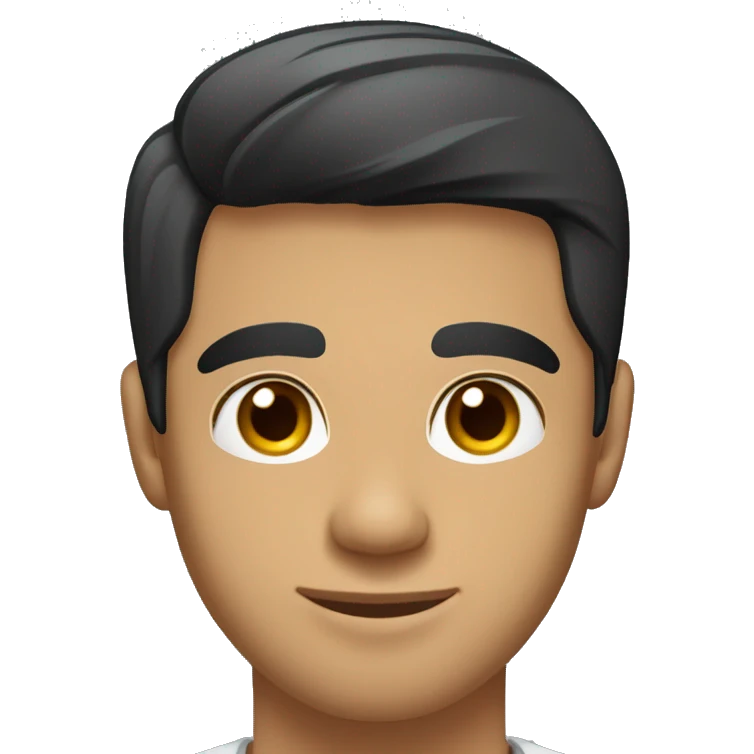 A head and shoulders shot of a 30 year old Hispanic man, with short black hair,   with brown eyes wearing a t-shirt. emoji