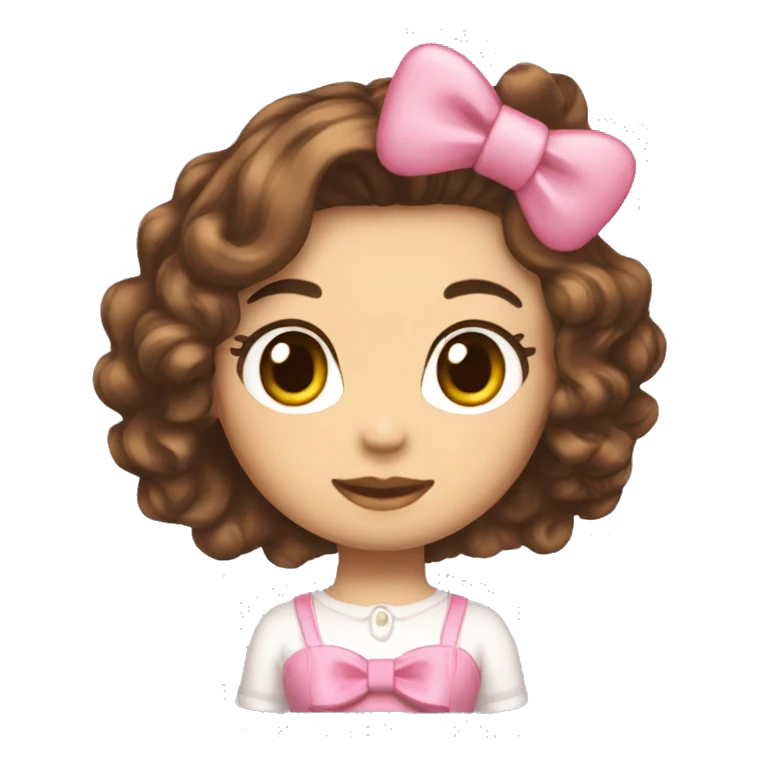 fille cheveux marron hello kitty  emoji