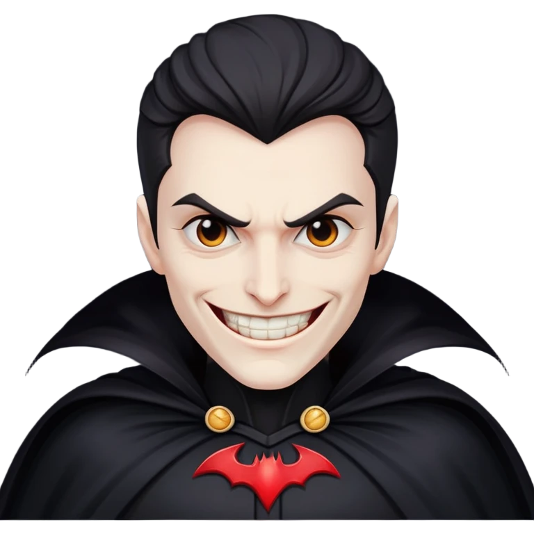 villain with evil grin and black cape emoji