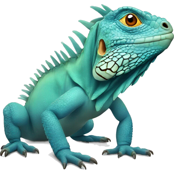 realistic crawling blue iguana  emoji