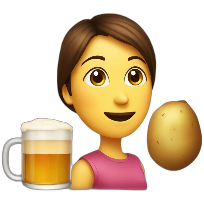 potato drink beer with woman emoji