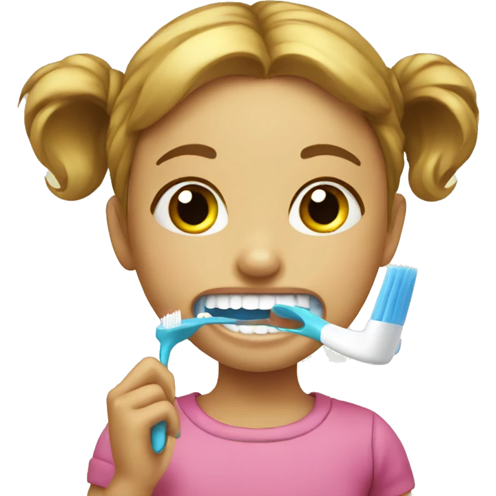 a little girl brushing teeth emoji