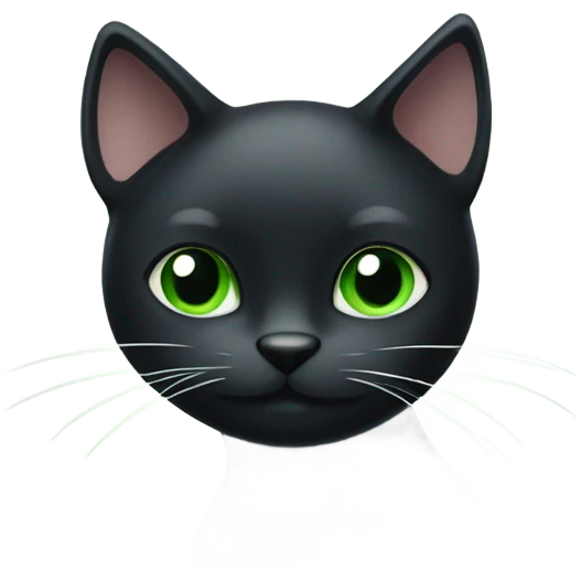 Black cat with white spots around the whiskers and green eyes emoji