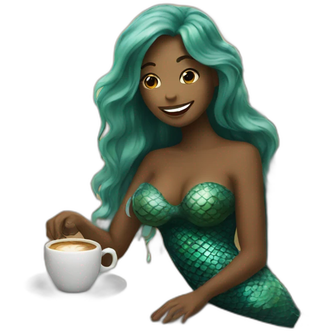 mermaid with coffee emoji