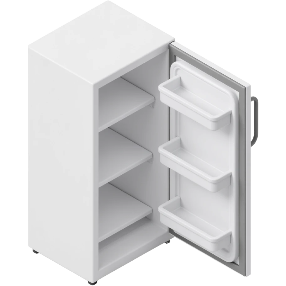 fridge with open door and empty shelfs emoji