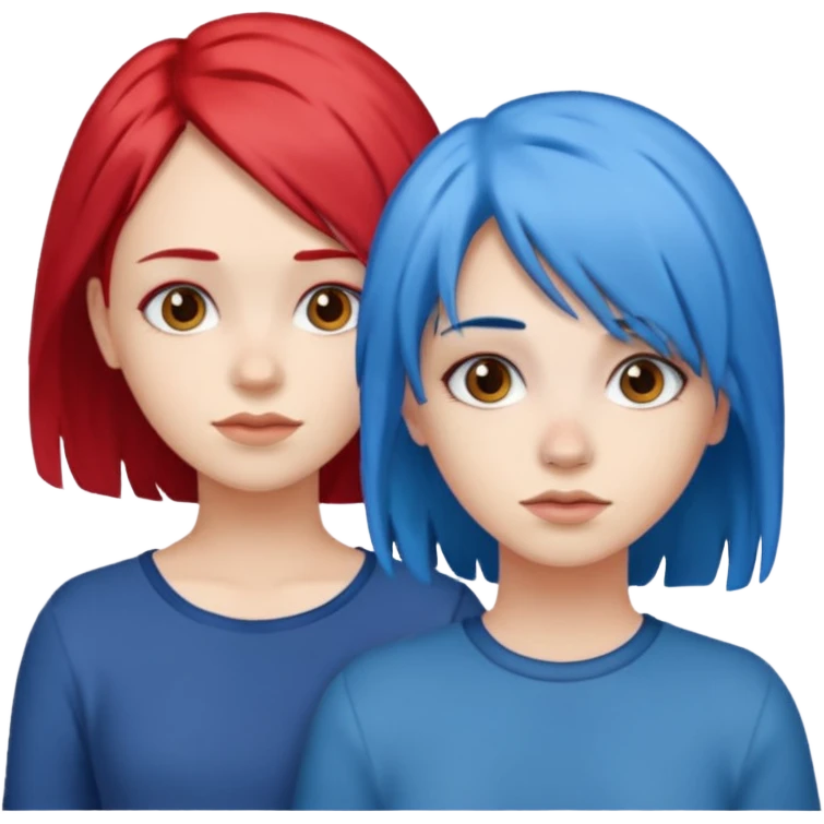 👭one having blue hair and one having red hair emoji