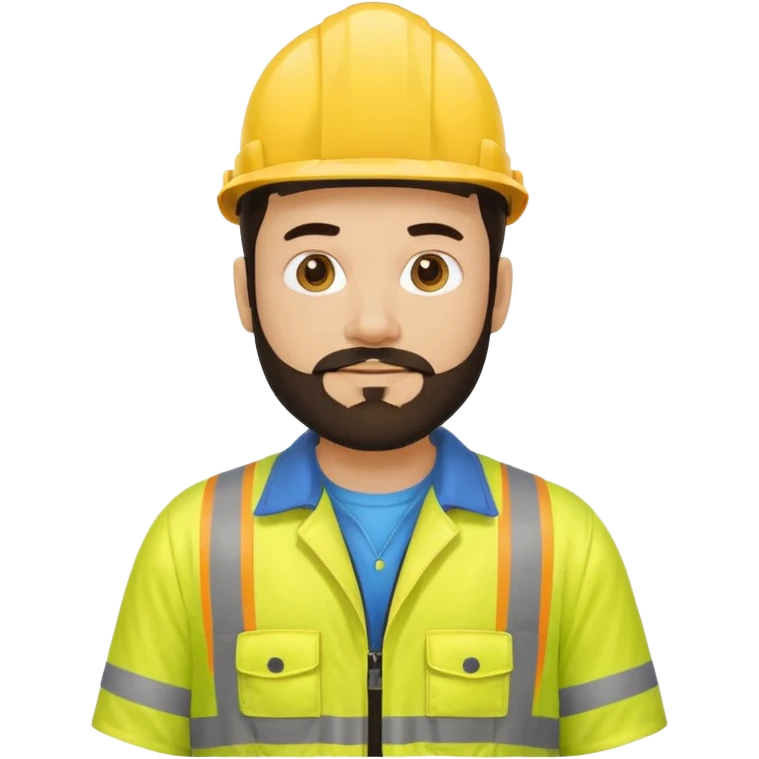 man with dark hair and beard and yellow hi vis overalls emoji