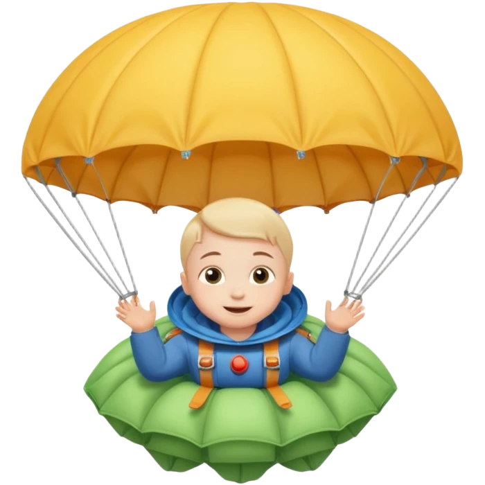 Skydiving baby with parachute and UFO emoji