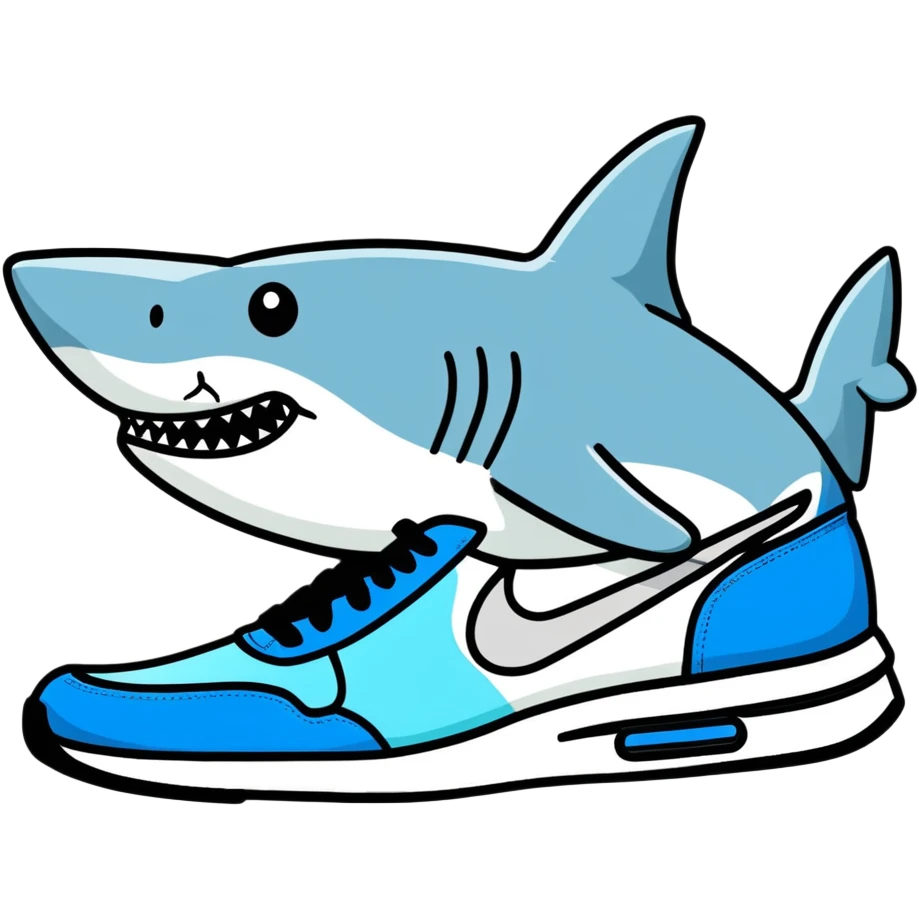 Un tiburón y que en las patas tenga unos tenis nike azules emoji