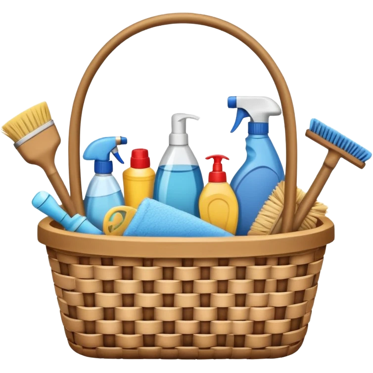 basket with cleaning equipment emoji