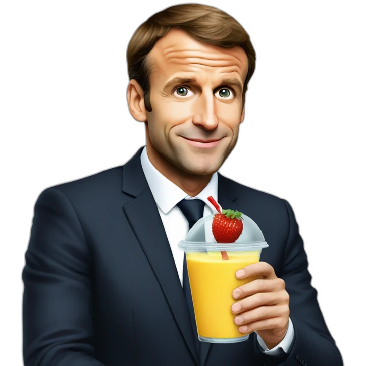 Emmanuel Macron drink a smoothie emoji