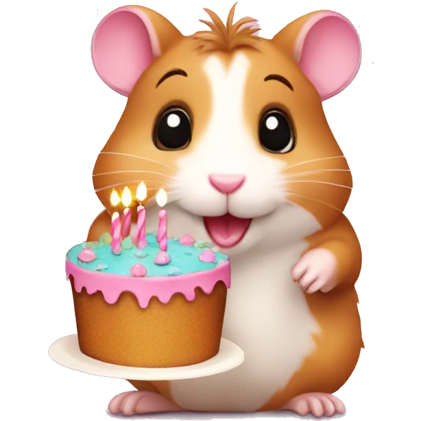 Hamster with a birthday cake  emoji