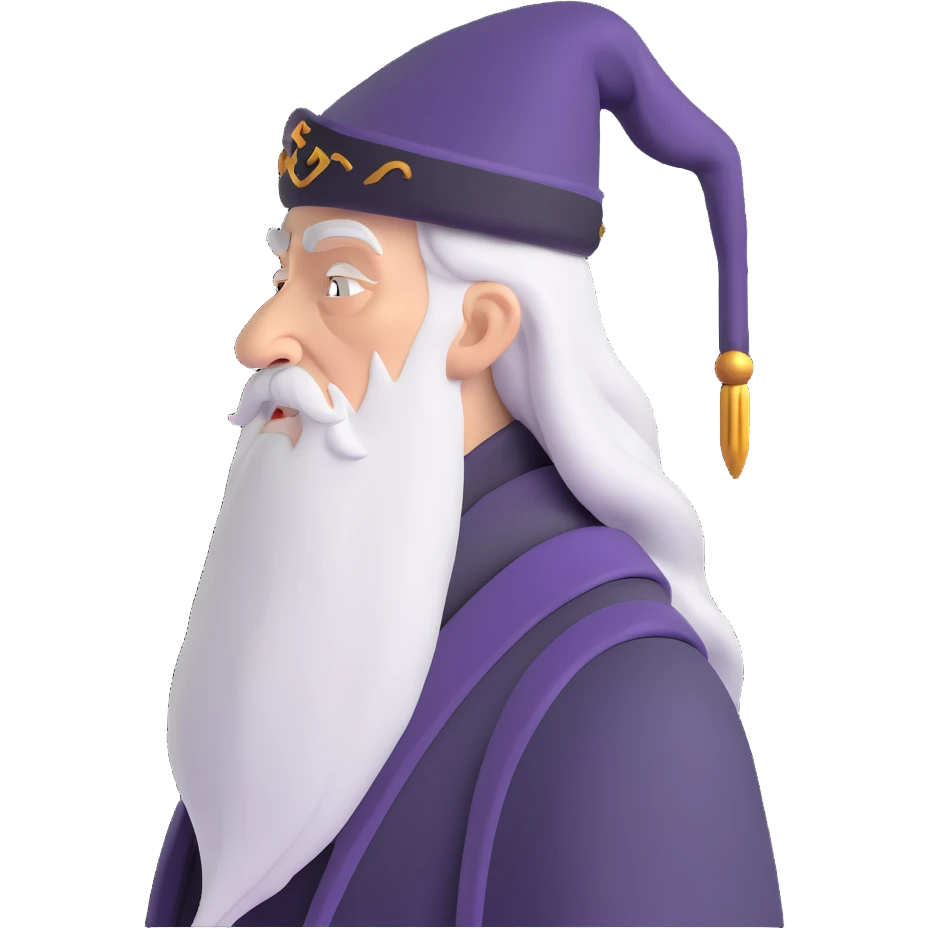 melancholy Albus Dumbledore side profile with long silver beard emoji
