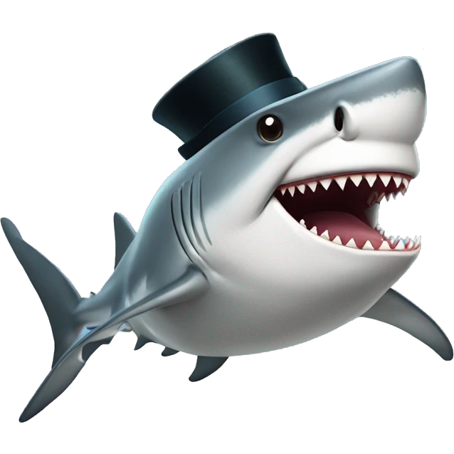 Shark with a top hat emoji