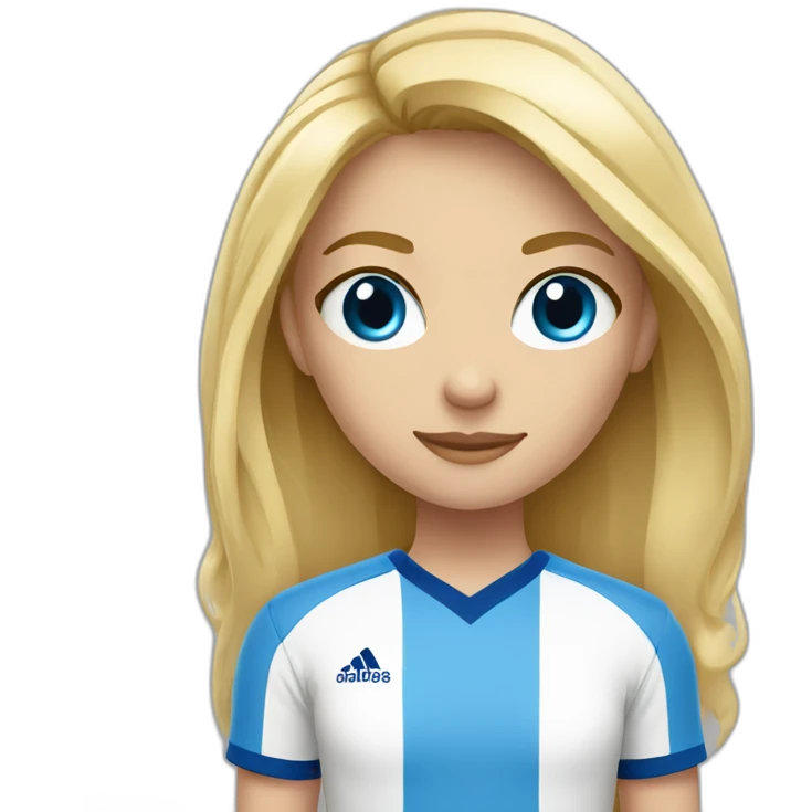 Une fille blonde aux yeux bleu qui fait du foot emoji