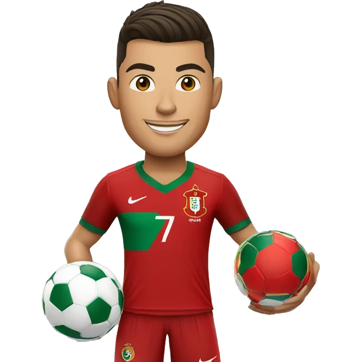 cristiano ronaldo con la camiseta de portugal sosteniendo la copa del mundo emoji