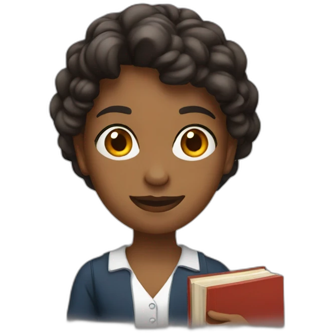 young teacher with books emoji