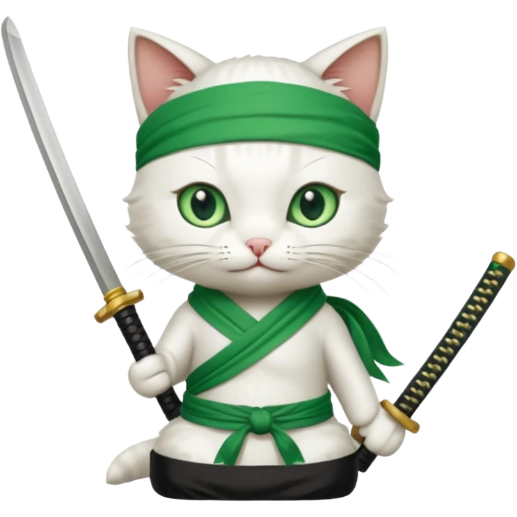un gato blanco con reeferencia a roroa zoro emoji