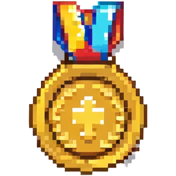 A gold medal with a laptop icon for hackathon winner emoji