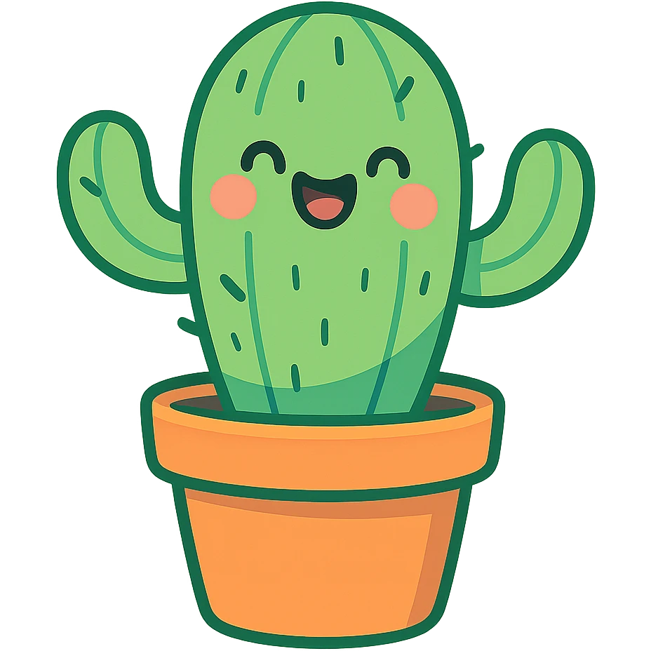 happy cactus in a pot emoji