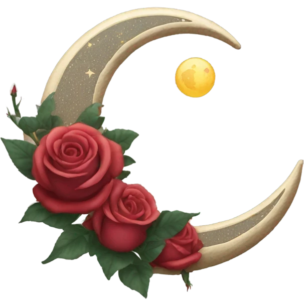 crescent moon with roses  emoji