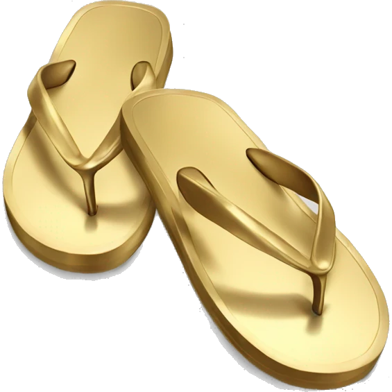 Realistic metallic gold flip flops. emoji