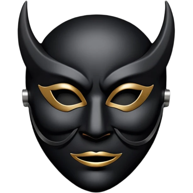 Minimal emoji, gothic mask forged from matte black leather, emotionless expression, smooth heavy surface, subtle leather texture, deep shadows, no glow, no neon, flat emoji style, centered emoji