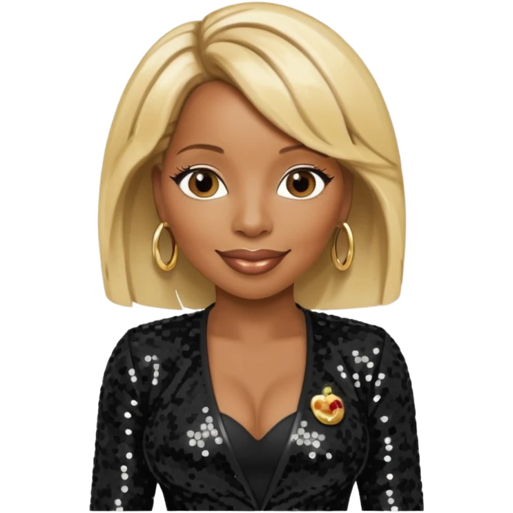 Mary J Blige with blonde hair, black sequin outfit emoji