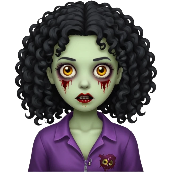 girl zombie with big black curly hair  emoji