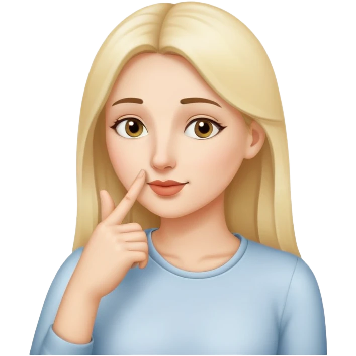 Woman touching her nose with her index finger emoji