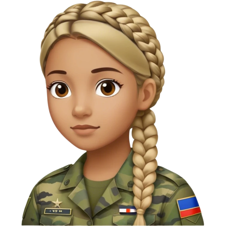 Girl in military camo French braid emoji